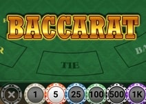 Banner for Baccarat game featuring a classic casino table setup