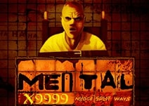 Mental slot game banner with eerie, psychological-themed graphics